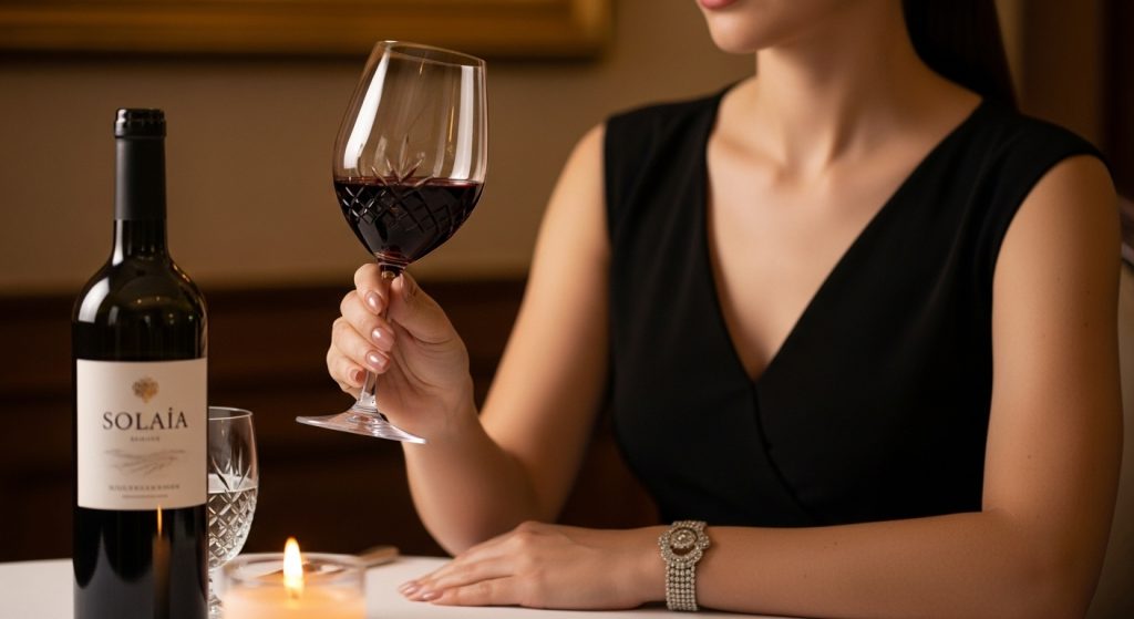 ソライアワインを飲む女性
